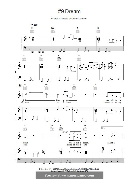 No.9 Dream: Для голоса и фортепиано (или гитары) by John Lennon