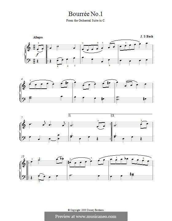 Сюита для оркестра No.1 до мажор, BWV 1066: Бурре, для фортепиано by Иоганн Себастьян Бах