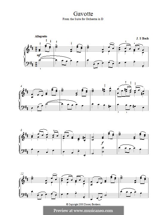 Гавот: Версия для фортепиано by Иоганн Себастьян Бах