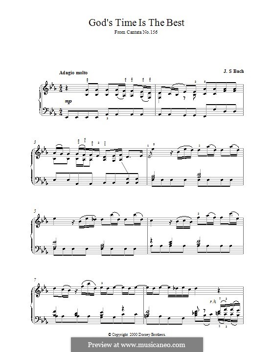 Время Божье - наилучшее время, BWV 106: Фрагмент, для фортепиано by Иоганн Себастьян Бах