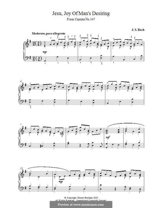 Jesu, Joy of Man's Desiring, for Piano: Для одного исполнителя by Иоганн Себастьян Бах