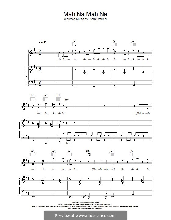 Mah Na Mah Na (The Muppets): Для голоса и фортепиано (или гитары) by Piero Umiliani