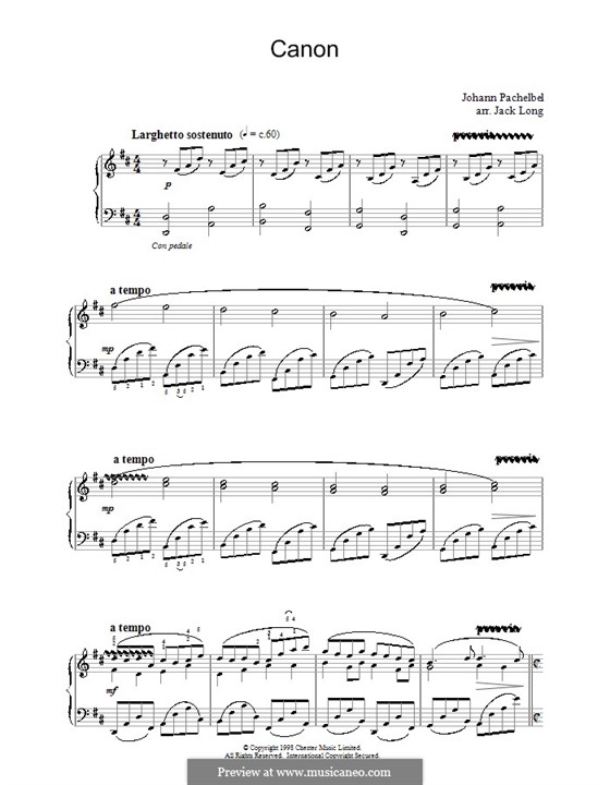 Piano version: Для одного исполнителя by Иоганн Пахельбель