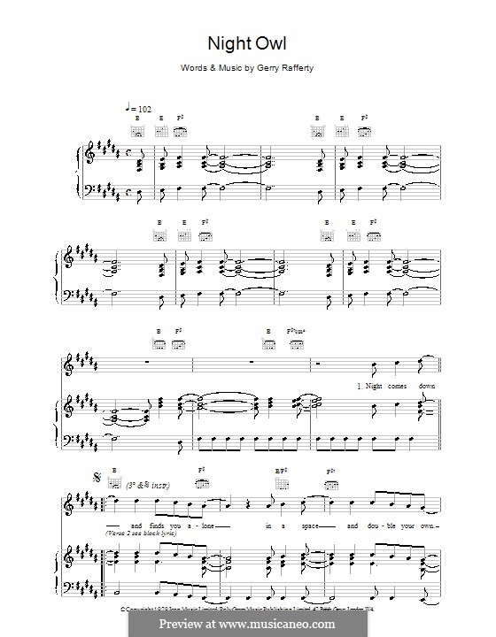 Night Owl: Для голоса и фортепиано (или гитары) by Gerry Rafferty