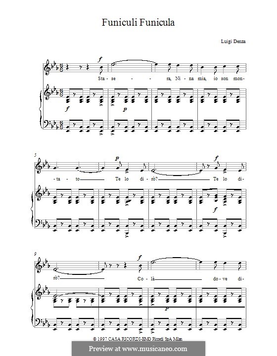 Funiculi, Funicula: Для голоса и фортепиано by Луиджи Денца