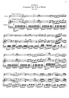 Концерт для скрипки с оркестром No.9, Op.104: Партитура для двух исполнителей, Сольная партия by Шарль Берио