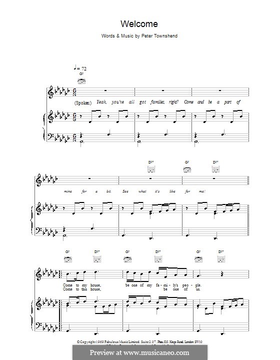 Welcome (The Who): Для голоса и фортепиано (или гитары) by Peter Townshend