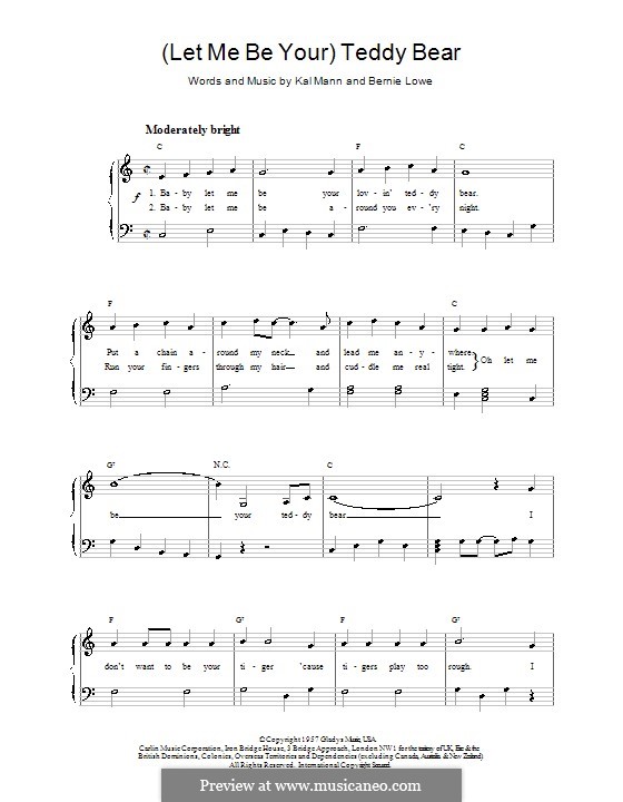 (Let Me Be Your) Teddy Bear (Elvis Presley): Для фортепиано (легкий уровень) by Bernie Lowe, Kal Mann