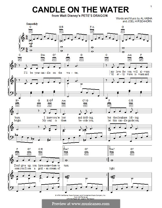 Candle on the Water (from Walt Disney's Pete's Dragon): Для голоса и фортепиано (или гитары) by Al Kasha, Joel Hirschhorn