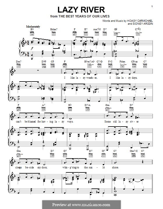 Lazy River (Bobby Darin): Для голоса и фортепиано (или гитары) by Hoagy Carmichael, Sidney Arodin