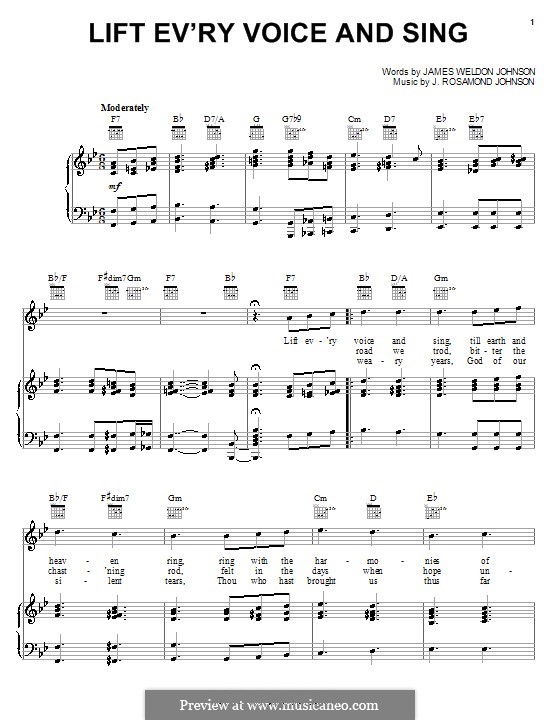 Lift Ev'ry Voice and Sing: Для голоса и фортепиано (или гитары) by James Weldon Johnson
