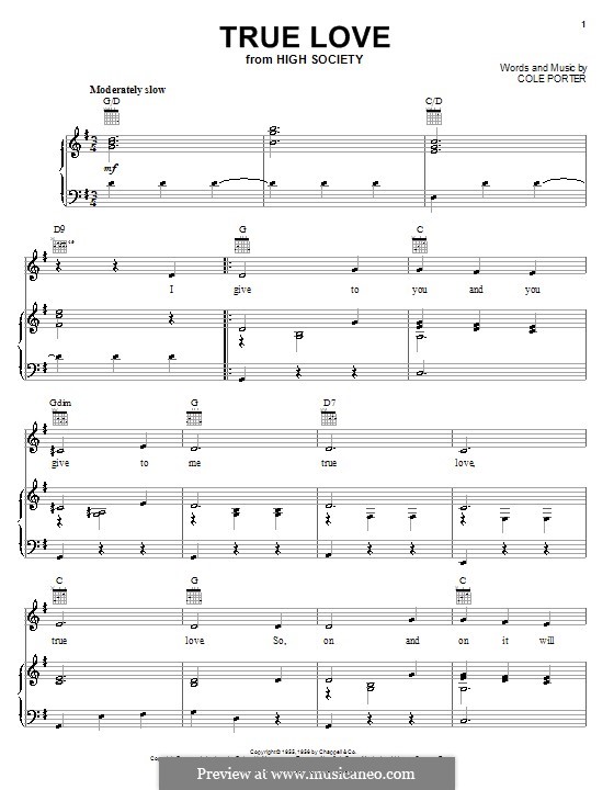 True Love (Bing Crosby & Grace Kelly): Для голоса и фортепиано (или гитары) by Кол Портер
