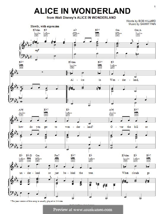 Alice in Wonderland (Bill Evans): Для голоса и фортепиано (или гитары) by Bob Hilliard, Sammy Fain