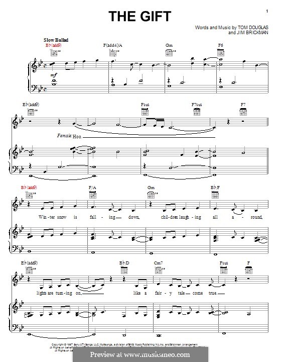 The Gift (Collin Raye): Для голоса и фортепиано (или гитары) by Jim Brickman, Tom Douglas