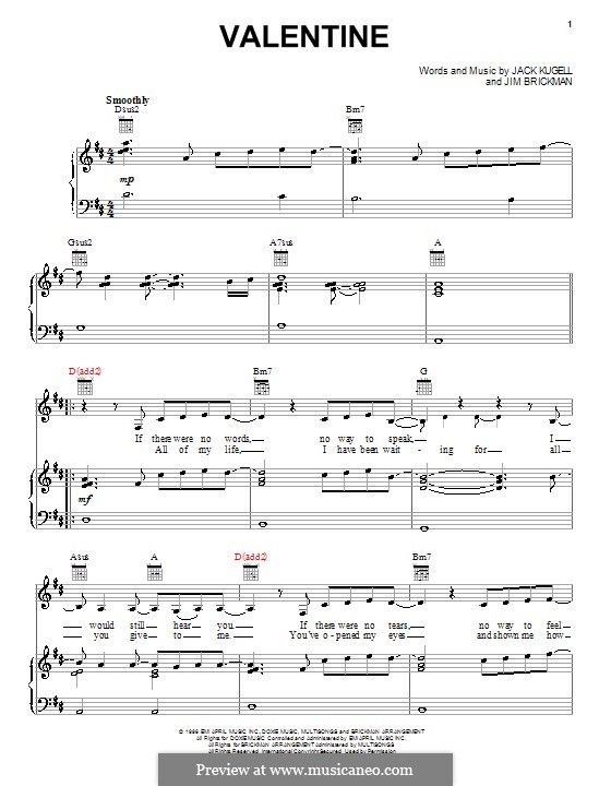 Valentine: Для голоса и фортепиано (или гитары) by Jack Kugell, Jim Brickman