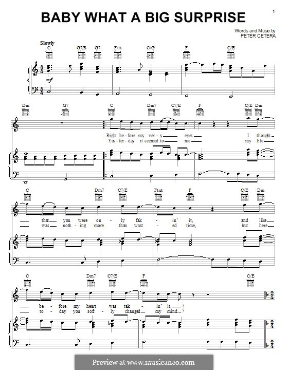 Baby What a Big Surprise (Chicago): Для голоса и фортепиано (или гитары) by Peter Cetera