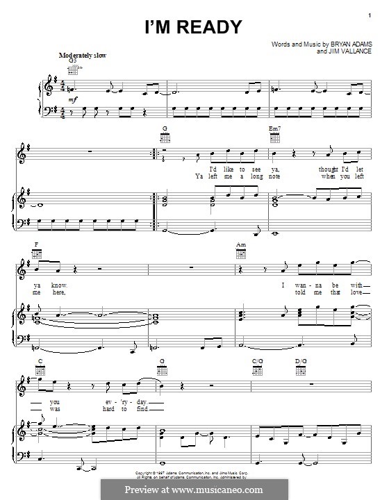 I'm Ready: Для голоса и фортепиано (или гитары) by Bryan Adams, Jim Vallance
