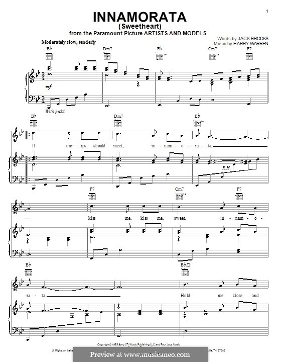 Innamorata (Sweetheart): Для голоса и фортепиано (или гитары) by Гарри Уоррен