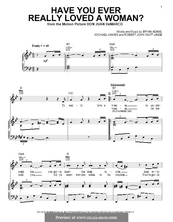 Have You Ever Really Loved a Woman (Un regalo que te dio la vida): Для голоса и фортепиано (или гитары) by Michael Kamen