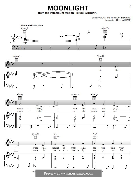 Moonlight (from Sabrina): Для голоса и фортепиано (или гитары) by John Williams