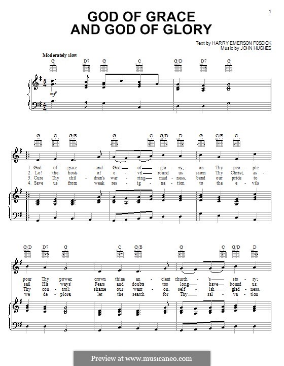 God of Grace and God of Glory: Для голоса и фортепиано (или гитары) by John Hughes