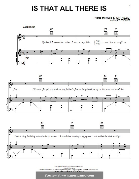 Is That All There Is (Peggy Lee): Для голоса и фортепиано (или гитары) by Jerry Leiber, Mike Stoller