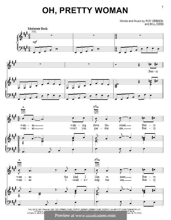 Oh, Pretty Woman: Для голоса и фортепиано (или гитары) by Bill Dees, Roy Orbison