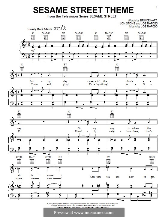 Sesame Street Theme: Для голоса и фортепиано (или гитары) by Joe Raposo