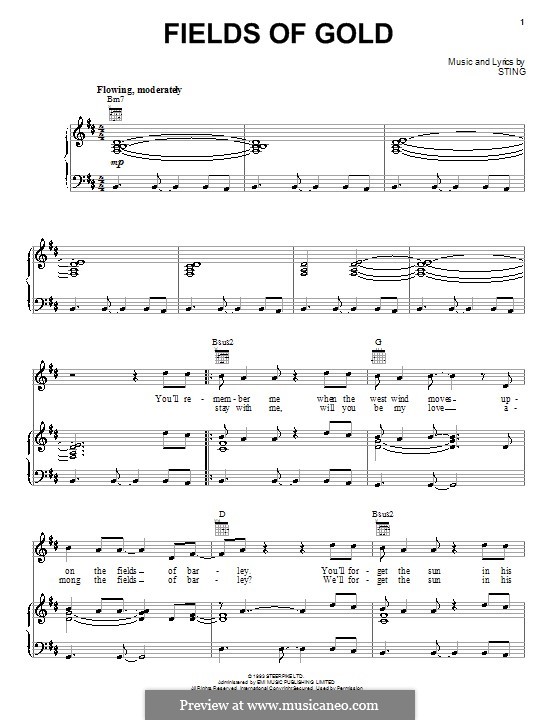 Fields of Gold: Для голоса и фортепиано (или гитары) by Sting
