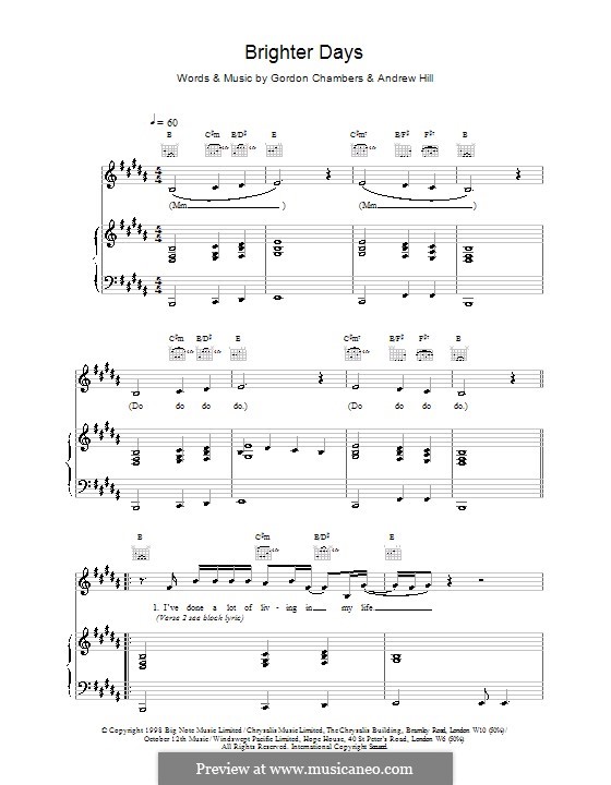 Brighter Days (Ronan Keating): Для голоса и фортепиано (или гитары) by Andrew Hill, Gordon Chambers