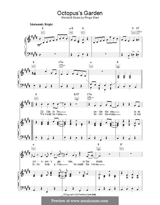 Octopus's Garden (The Beatles): Для голоса и фортепиано (или гитары) by Ringo Starr