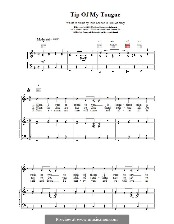 Tip of My Tongue (The Beatles): Для голоса и фортепиано (или гитары) by John Lennon, Paul McCartney