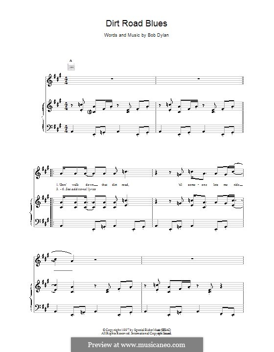 Dirt Road Blues: Для голоса и фортепиано (или гитары) by Bob Dylan