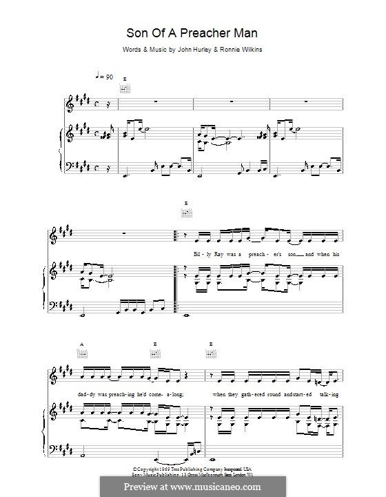 Son of a Preacher Man (Dusty Springfield): Для голоса и фортепиано (или гитары) by John Hurley, Ronnie Wilkins