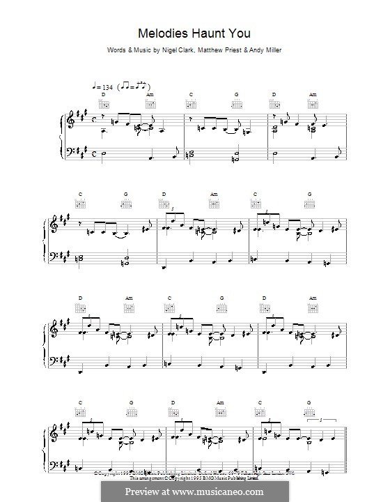 Melodies Haunt You (Dodgy): Для голоса и фортепиано (или гитары) by Andy Miller, Mathew Priest, Nigel Clark