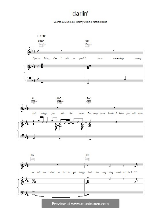 Darlin' (Backstreet Boys): Для голоса и фортепиано (или гитары) by Nneka Morton