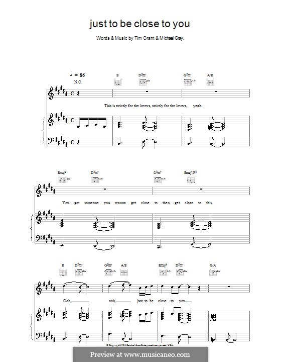 Just To Be Close To You (Backstreet Boys): Для голоса и фортепиано (или гитары) by Michael Gray, Tim Grant