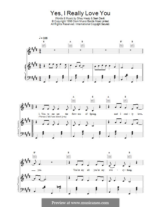 Yes, I Really Love You (Daniel O'Donnell): Для голоса и фортепиано (или гитары) by Sean Devitt, Shay Healy