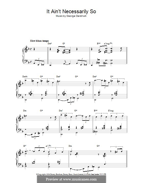 It ain't Necessarily So: For piano (Sammy Cahn) by Джордж Гершвин