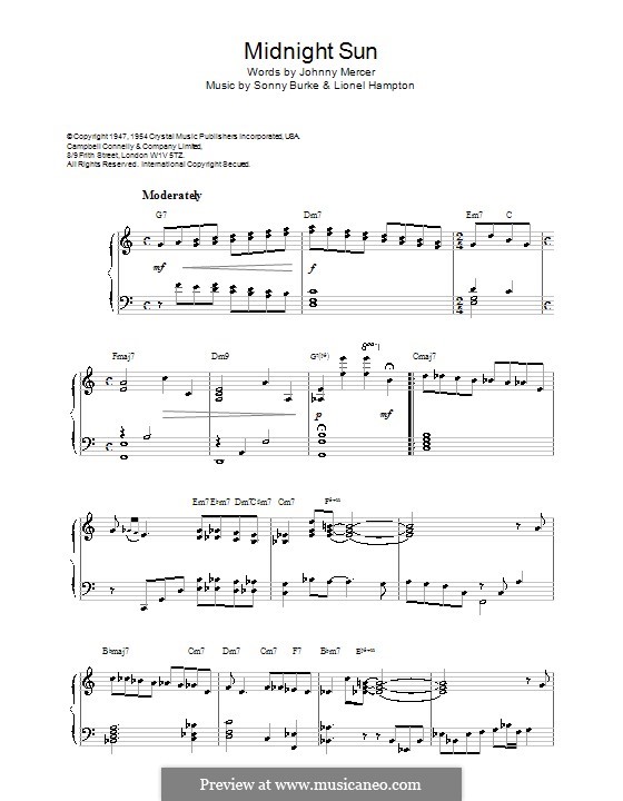Midnight Sun: Для фортепиано (Horace Silver) by Johnny Mercer, Lionel Hampton, Sonny Burke