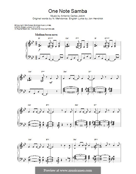 One Note Samba (Samba De Uma Nota): Для фортепиано by Antonio Carlos Jobim