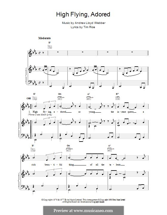High Flying, Adored: Для голоса и фортепиано (или гитары) by Andrew Lloyd Webber