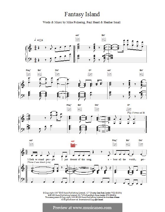 Fantasy Island (M People): Для голоса и фортепиано (или гитары) by Heather Small, Mike Pickering, Paul Heard