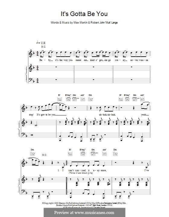 It's Gotta Be You (Backstreet Boys): Для голоса и фортепиано (или гитары) by Max Martin, Robert John Lange