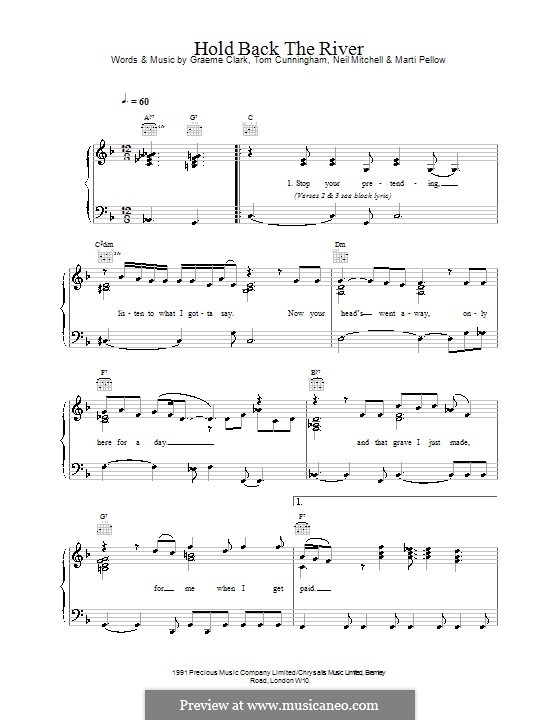 Hold Back the River (Wet Wet Wet): Для голоса и фортепиано (или гитары) by Graeme Clark, Tom Cunningham, Marti Pellow, Neil Mitchell