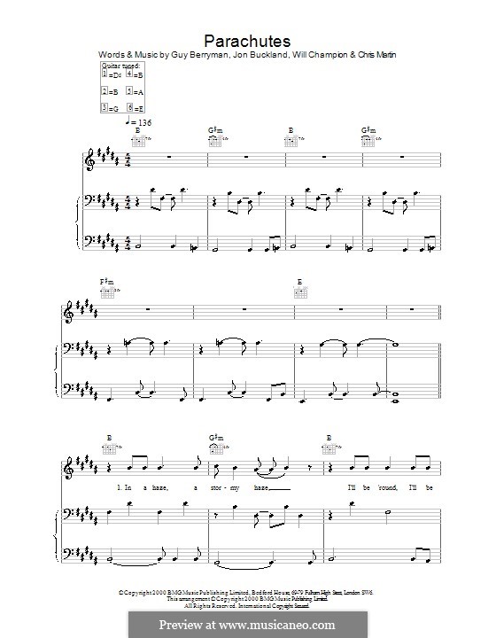 Parachutes (Coldplay): Для голоса и фортепиано (или гитары) by Guy Berryman, Jonny Buckland, Will Champion