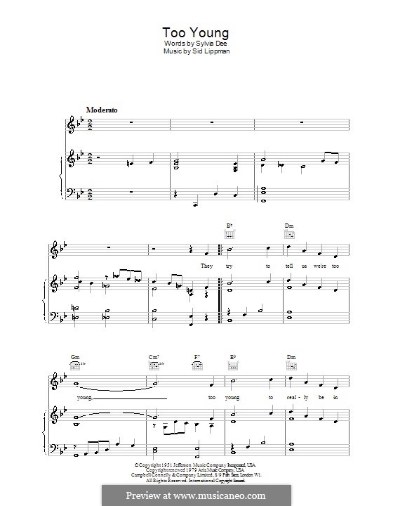 Too Young (Nat King Cole): Для голоса и фортепиано (или гитары) by Sidney Lippman