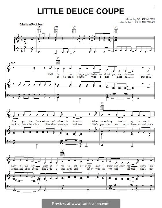 Little Deuce Coupe (The Beach Boys): Для голоса и фортепиано (или гитары) by Brian Wilson, Roger Christian