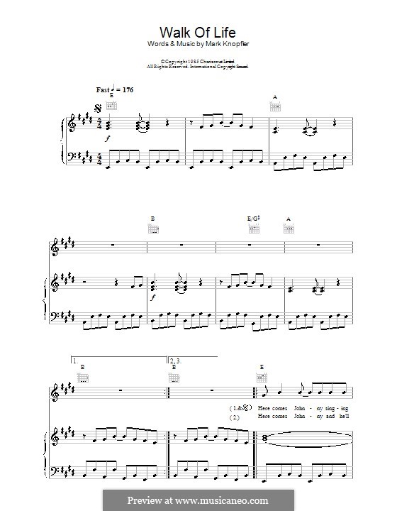 Walk of Life (Dire Straits): Для голоса и фортепиано (или гитары) by Mark Knopfler