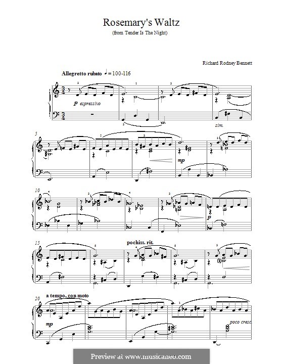Rosemary's Waltz: Для фортепиано by Richard Rodney Bennett